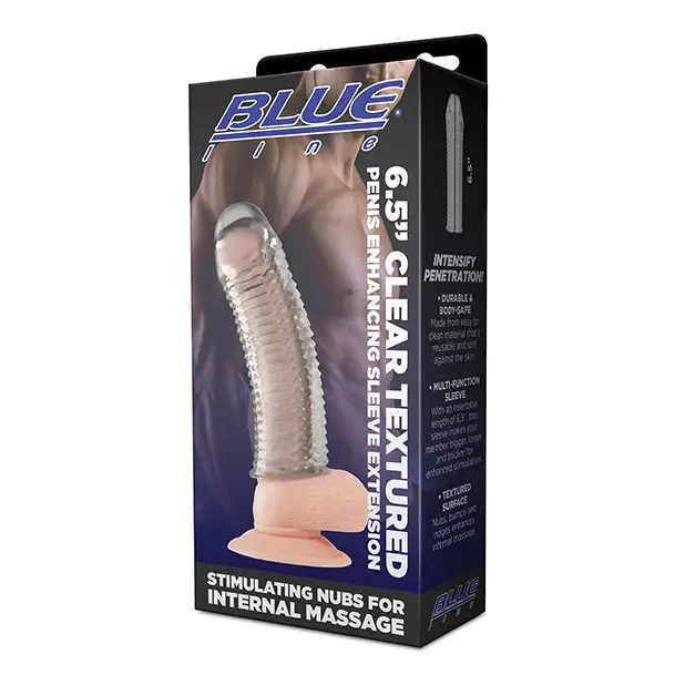 Blue Line C & B 6.5’’ Textured Penis Enhancing Sleeve Extension - Clear - Penis Enhancement