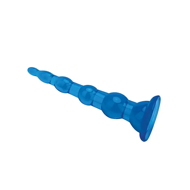 Blue Line C & B 6.75’’ Anal Beads w/Suction Base - Jelly Blue - Anal Products