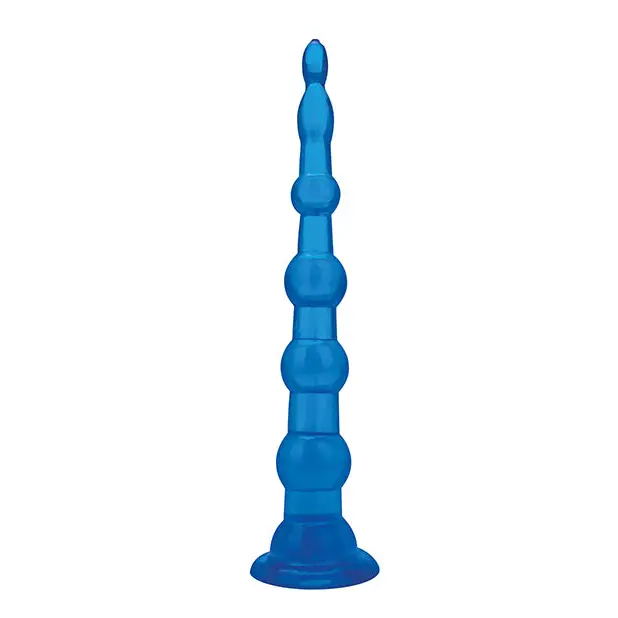 Blue Line C & B 8.5’’ Anal Beads w/Suction Base - Jelly Blue - Anal Products
