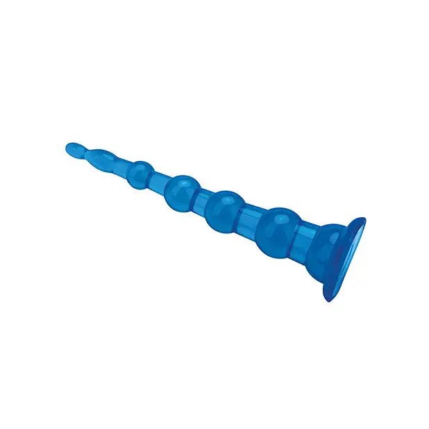 Blue Line C & B 8.5’’ Anal Beads w/Suction Base - Jelly Blue - Anal Products