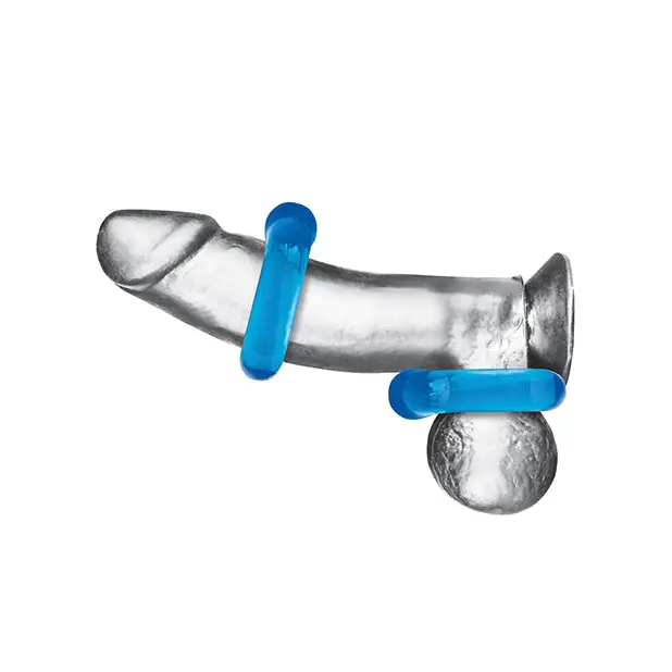 Blue Line C & B Ultra-Stretch Stamina Endurance Ring - Jelly Blue Pack of 2 - Penis Enhancement