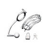 Blue Line Cock Cage w/Anal Stimulator - Silver - Bondage Blindfolds & Restraints