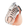 Blue Line Deluxe Chastity Cage - Silver - Bondage Blindfolds & Restraints