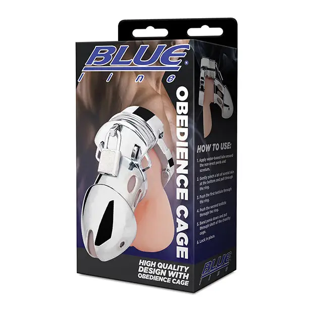 Blue Line Obedience Cage - Silver - Bondage Blindfolds & Restraints