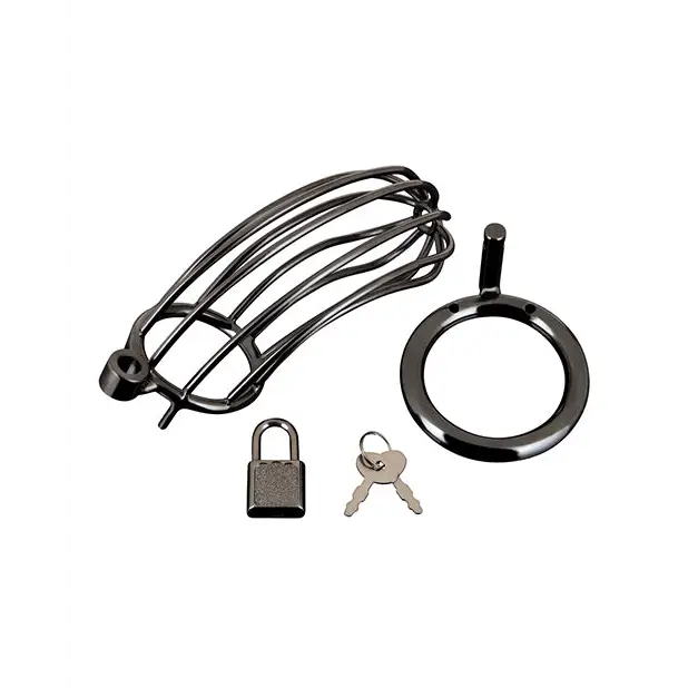 Blue Line Prisoner Cock Cage - Black - Bondage Blindfolds & Restraints