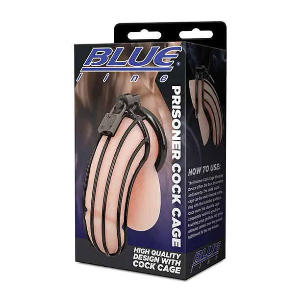 Blue Line Prisoner Cock Cage - Black - Bondage Blindfolds & Restraints