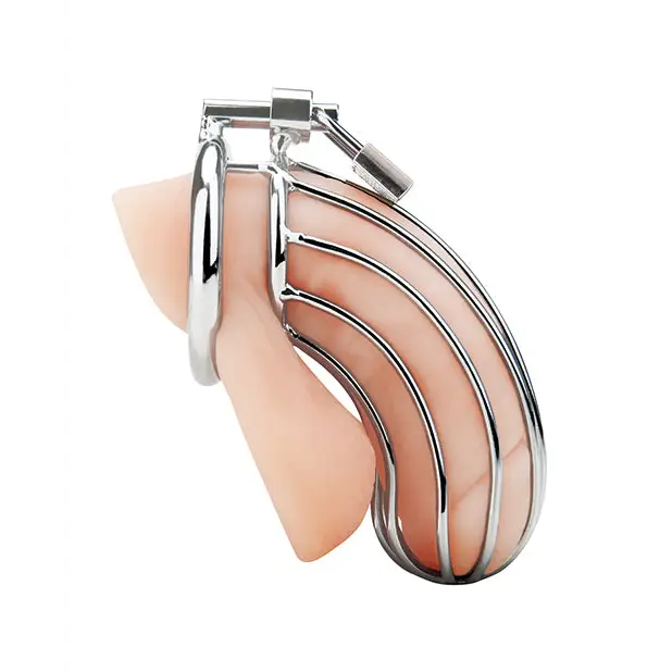 Blue Line Prisoner Cock Cage - Silver - Bondage Blindfolds & Restraints
