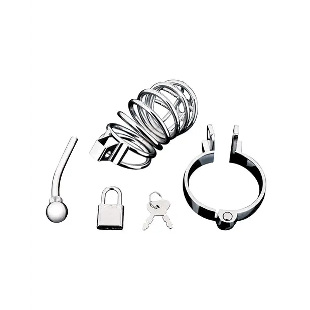 Blue Line Urethral Play Cage - Silver - Bondage Blindfolds & Restraints