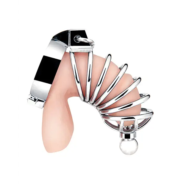 Blue Line Urethral Play Cage - Silver - Bondage Blindfolds & Restraints