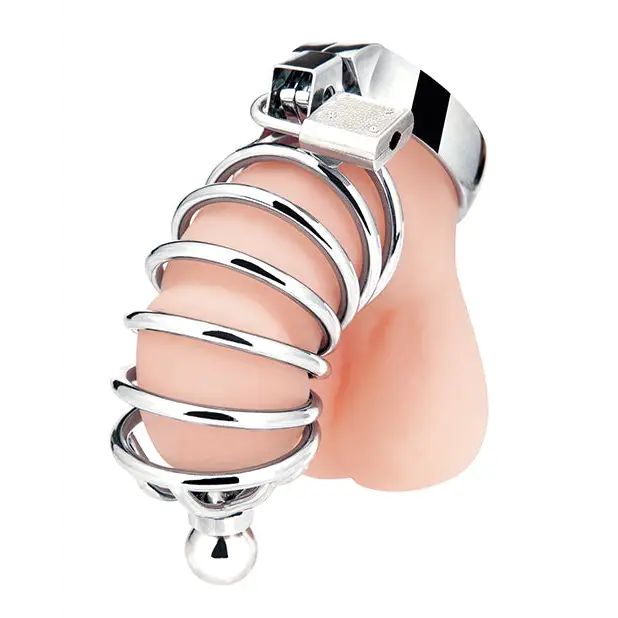 Blue Line Urethral Play Cage - Silver - Bondage Blindfolds & Restraints