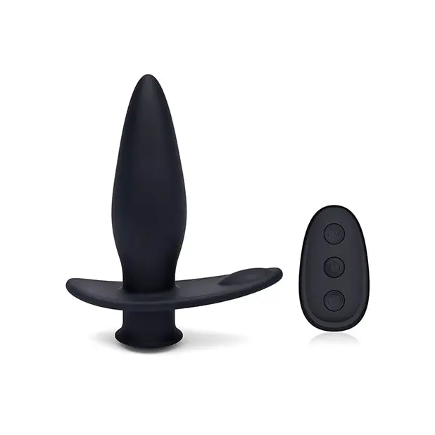 Blue Line Vibrating Anal Plug Pointer w/Remote - Black - Anal Products