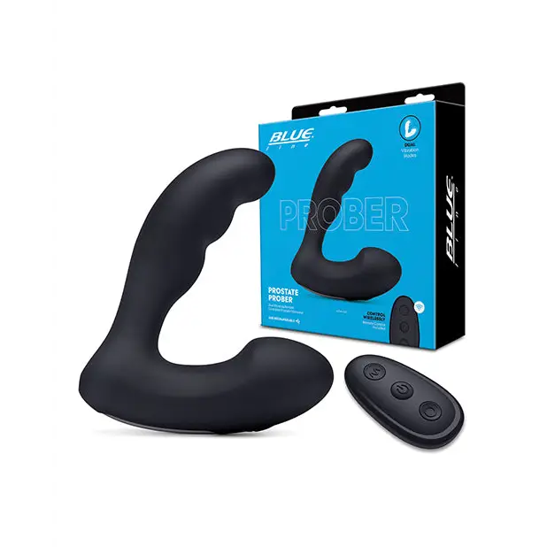 Blue Line Vibrating Prostate Prober w/Remote - Black - Anal Products
