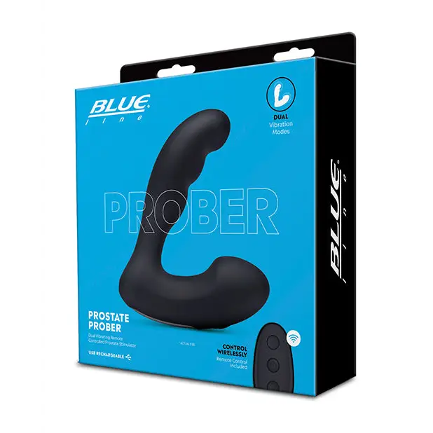 Blue Line Vibrating Prostate Prober w/Remote - Black - Anal Products