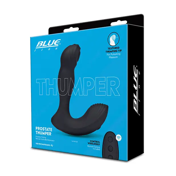 Blue Line Vibrating Prostate Thumper w/Remote - Black - Anal Products