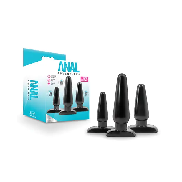Blush Anal Adventures Basic Plug Kit - Black - Anal Products