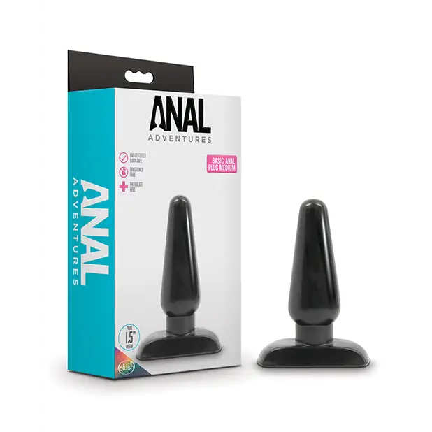 Blush Anal Adventures Basic Anal Plug - Medium Black - Anal Products