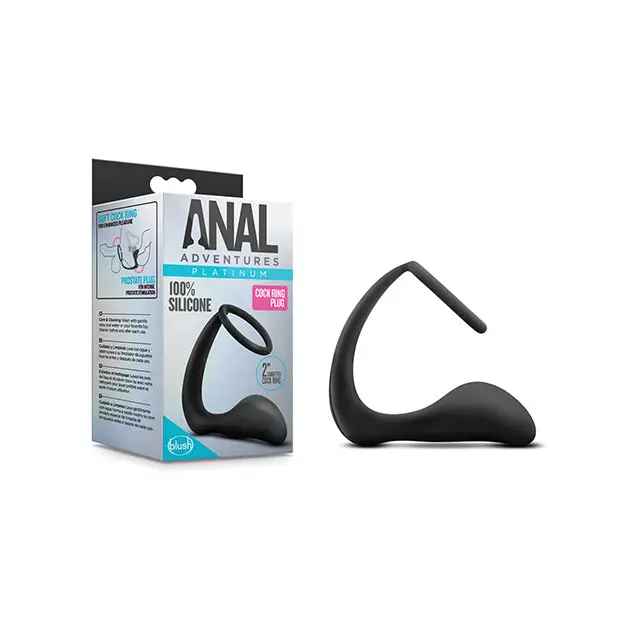 Blush Anal Adventures Cock Ring Plug - Black - Anal Products