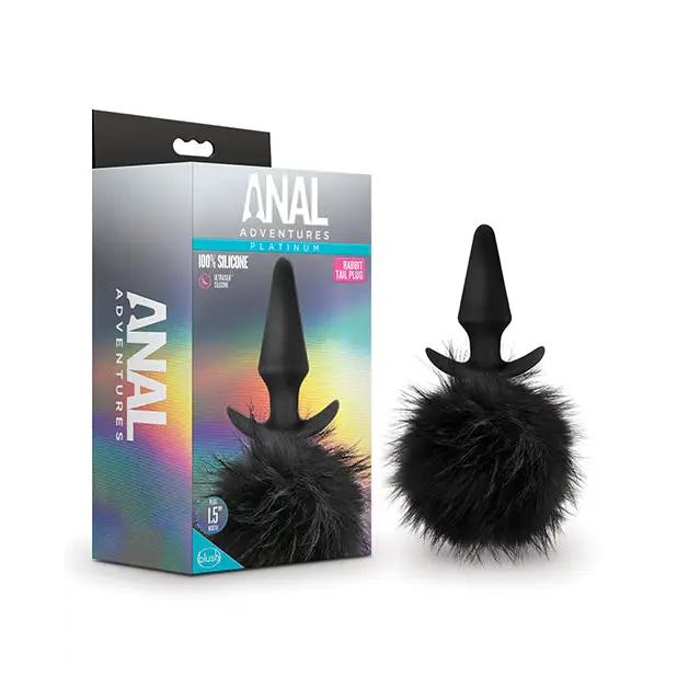 Blush Anal Adventures Platinum Rabbit Tail Plug - Black - Anal Products