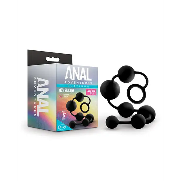 Blush Anal Adventures Platinum Silicone Anal Beads - Large Black - Anal Products