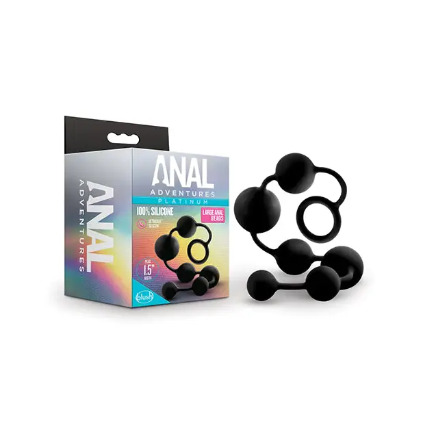 Blush Anal Adventures Platinum Silicone Anal Beads - Large Black - Anal Products