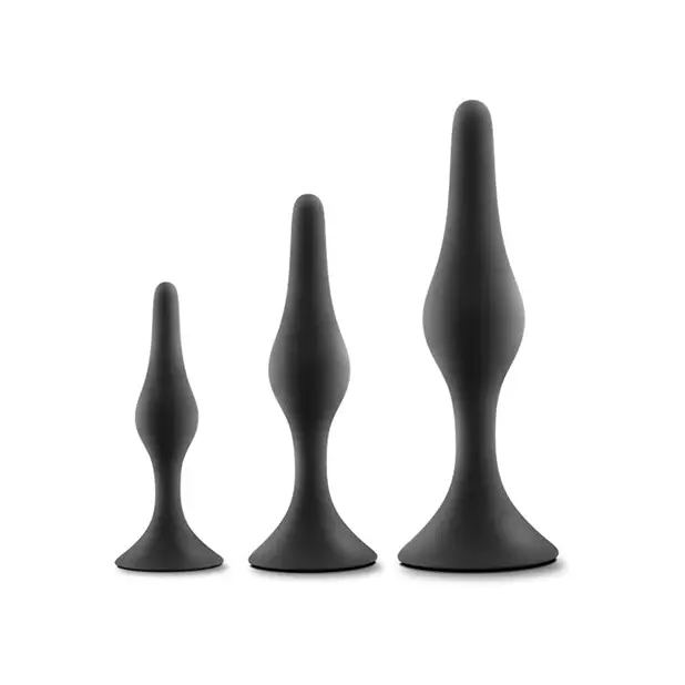 Blush Anal Adventures Platinum Silicone Beginner Plug Kit - Black - Anal Products
