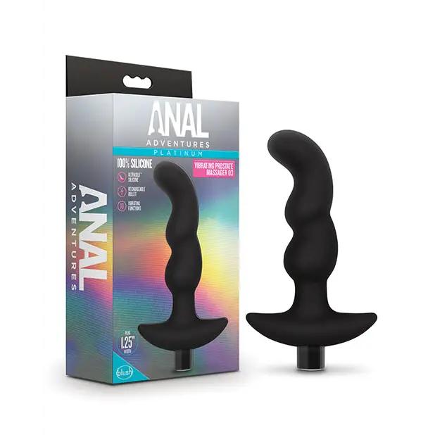 Blush Anal Adventures Platinum Silicone Vibrating Prostate Massager 03 - Black - Anal Products