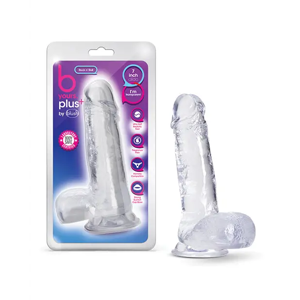 Blush B Yours Plus 7’’ Rock n Roll Dildo - Clear - Dongs & Dildos