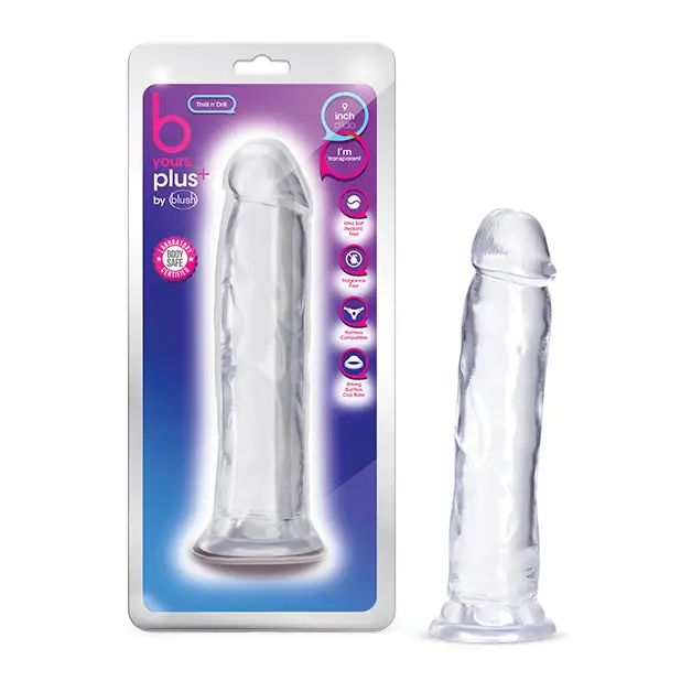 Blush B Yours Plus 9’’ Thrill n Drill - Clear - Dongs & Dildos