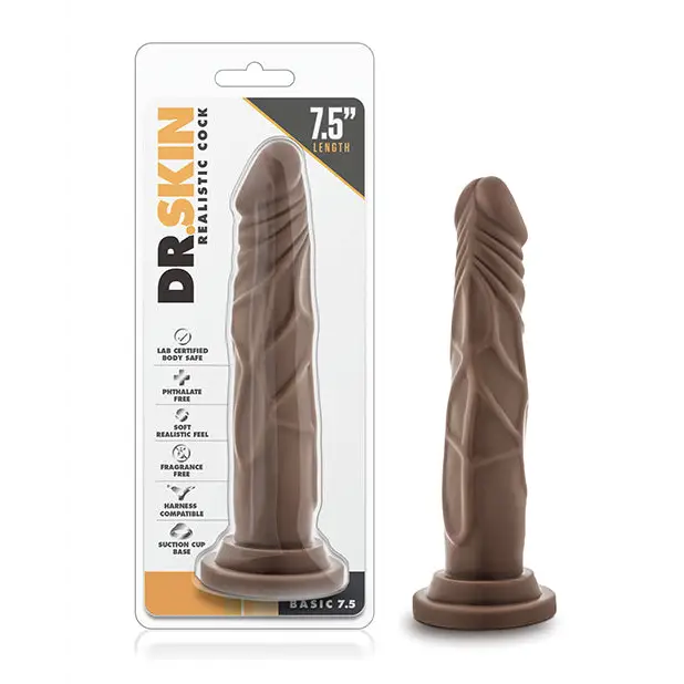 Blush Dr. Skin 7.5’’ Basic Realistic Cock - Chocolate - Dongs & Dildos