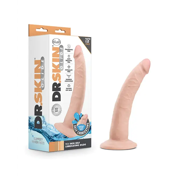 Blush Dr. Skin Glide 7.5’’ Self Lubricating Dildo - Vanilla - Dongs & Dildos