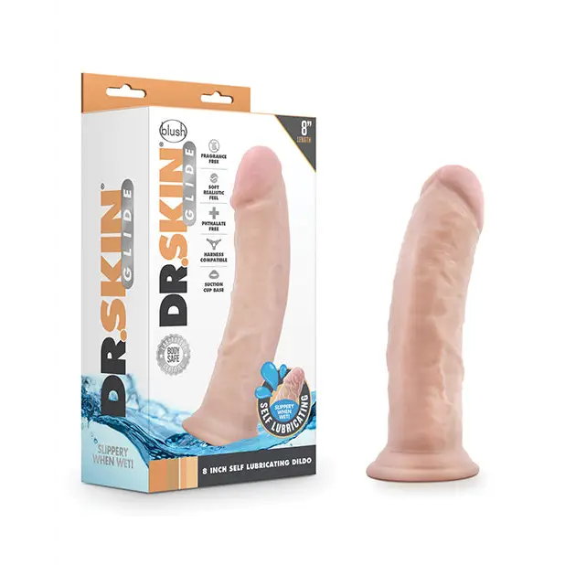 Blush Dr. Skin Glide 8’’ Self Lubricating Dildo - Vanilla - Dongs & Dildos