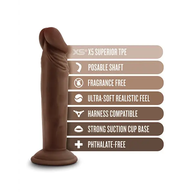 Blush Dr. Skin Plus 6’’ Posable Dildo - Chocolate - Dongs & Dildos