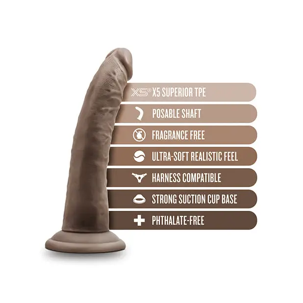 Blush Dr. Skin Plus 7’’ Posable Dildo - Chocolate - Dongs & Dildos