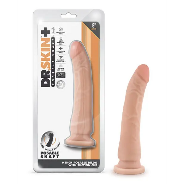 Blush Dr. Skin Plus 9’’ Posable Dildo - Vanilla - Dongs & Dildos