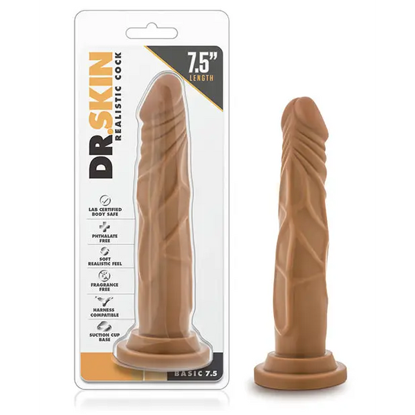 Blush Dr. Skin Realistic Cock Basic 7.5’’ - Mocha - Dongs & Dildos