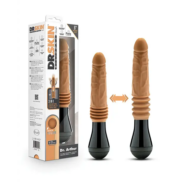Blush Dr. Skin Silicone Dr. Arthur Thrusting Gyrating Vibrating Dildo - Tan - Vibrators