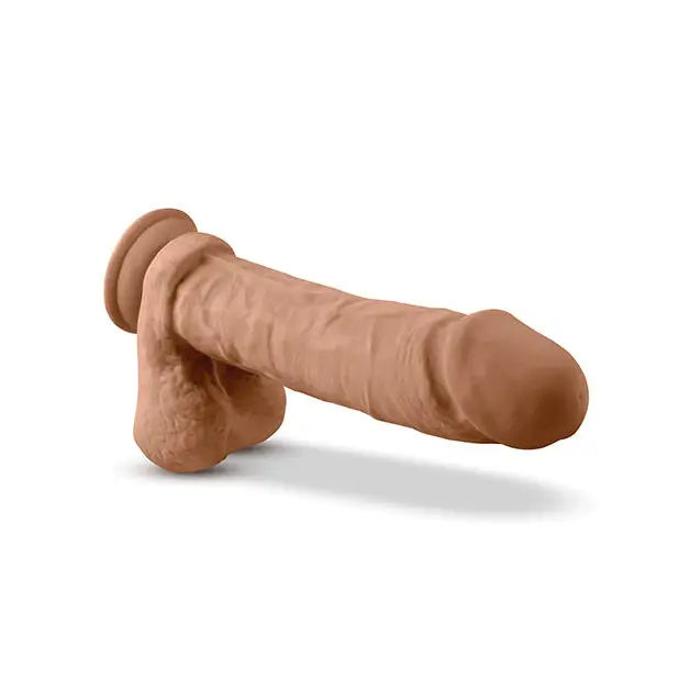 Blush Dr. Skin Silicone Dr. Julian 9’’ Dildo w/Balls - Mocha - Dongs & Dildos