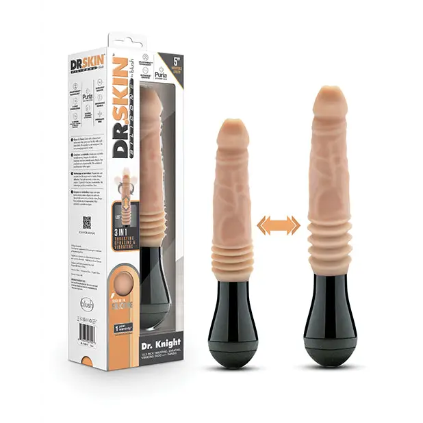 Blush Dr. Skin Silicone Dr. Knight Thrusting Gyrating Vibrating Dildo - Beige - Vibrators