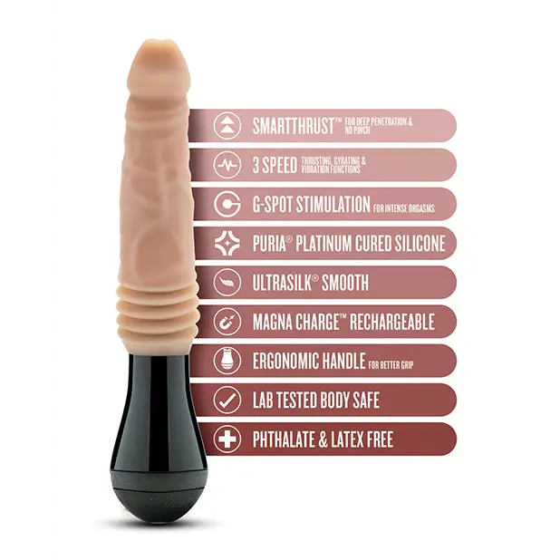 Blush Dr. Skin Silicone Dr. Knight Thrusting Gyrating Vibrating Dildo - Beige - Vibrators