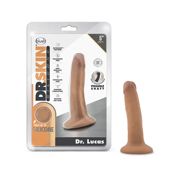 Blush Dr. Skin Silicone Dr. Lucas 5.5’’ Dildo - Mocha - Dongs & Dildos