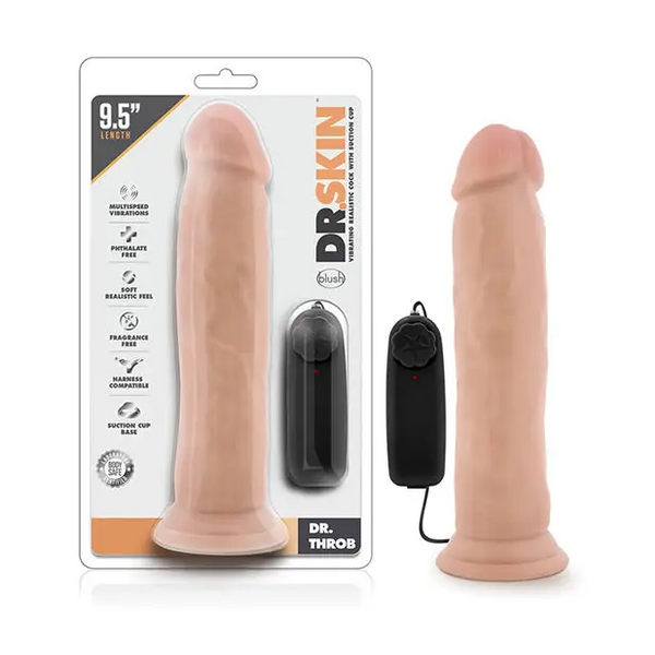 Blush Dr. Skin Dr. Throb 9.5’’ Cock w/Suction Cup - Vanilla - Dongs & Dildos