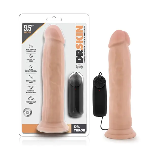 Blush Dr. Skin Dr. Throb 9.5’’ Cock w/Suction Cup - Vanilla - Dongs & Dildos