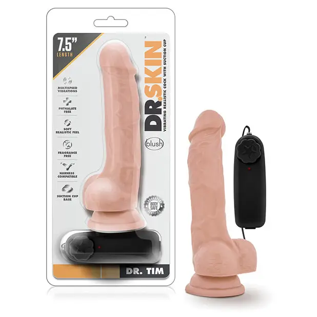 Blush Dr. Skin Dr. Tim 7.5’’ Cock w/Suction Cup - Vanilla - Dongs & Dildos
