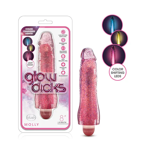 Blush Glow Dicks Glitter Vibrator Molly - Pink - Vibrators
