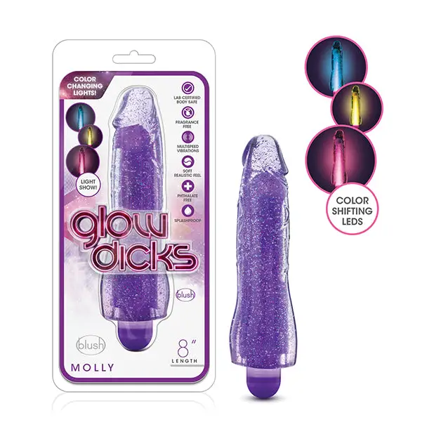 Blush Glow Dicks Glitter Vibrator Molly - Purple - Vibrators