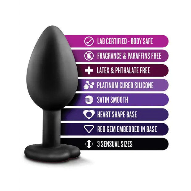 Blush Luxe Bling Plugs Training Kit - Black w/Red Gems - Anal Products