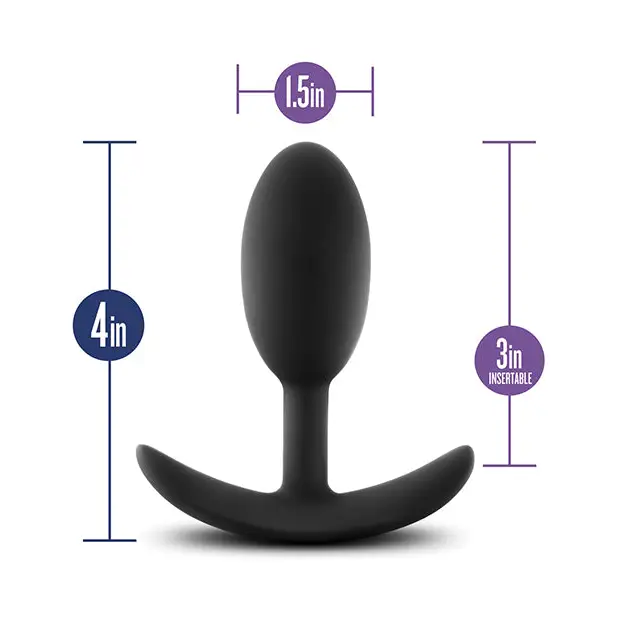 Blush Luxe Wearable Vibra Slim Plug Medium - Black - Anal Products