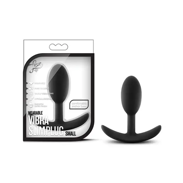 Blush Luxe Wearable Vibra Slim Plug Small - Black - Anal Products