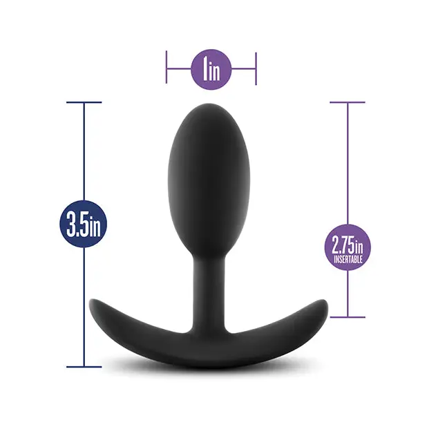 Blush Luxe Wearable Vibra Slim Plug Small - Black - Anal Products