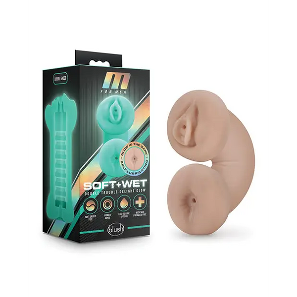 Blush M for Men Soft and Wet Double Trouble Glow in the Dark - Ivory - Dolls & Masturbators